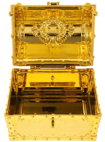 Healifty Pirate Treasure Chest: 16 X12.5 X14CM Plastic Treasure Chest Vintage Pirate Jewelry Box With Lock for Party Favors Prize