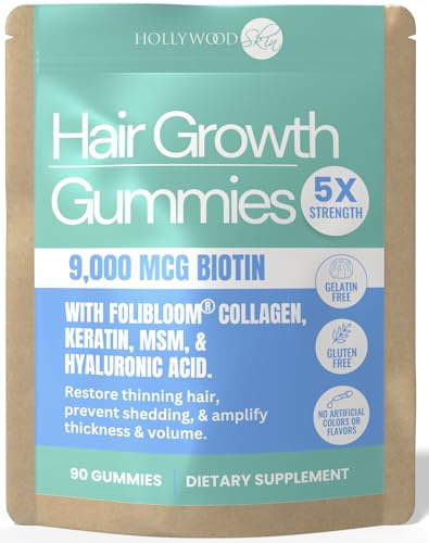 5X Stronger Hair Growth Gummies – 9,000mcg Biotin, 250mg Keratin + 500mg MSM for Thicker, Longer, Healthier Hair – Clinically Proven Formula. 90 Gummies
