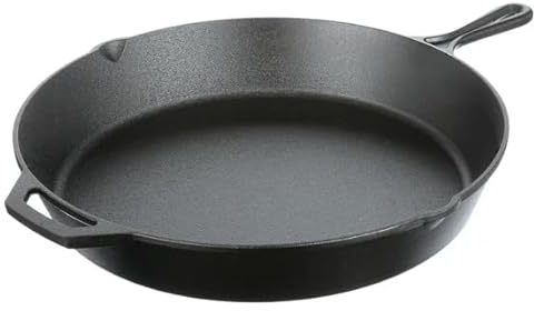 CLMSTE 15 Pre-Seasoned Cast Iron Skillet with Handle and Lipsfor Bread, Baking,Pizza, Outdoor Cooking, Camping, Grill, Stovetop
