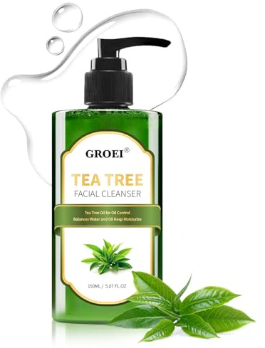 Porenreiniger Gesichtsreinigung Gel, Hydrating Cleanser mit Teebaumöl für fettige Haut & große Poren, Reinigungsgel gegen Unreinheiten & Pickel, 150ml pH-hautneutral & vegan