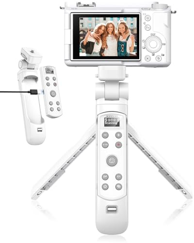 Aodelan - Mini treppiede con telecomando ricaricabile, mini treppiede con schermo OLED per Vlogging per ZV-E10, ZV-1F, RX100 VII, a6100, a6400, a9 II, sostituisce Sony GP-VPT2BT (bianco)