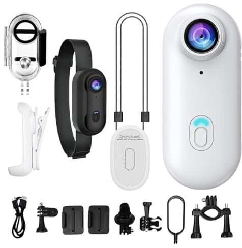 yybng Telecamera Indossabile - Action Camera Tascabile - Dispositivo Indossabile per Vlogging, Videocamera Compatta 1080P per Sport Motocicletta Palestra Escursionismo Viaggio