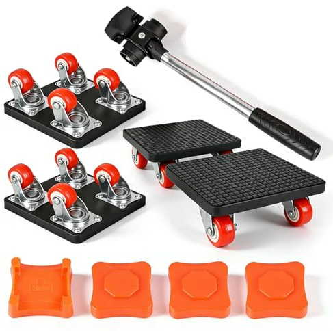 Juego de ruedas de transporte para muebles de 9 piezas, con 4 ruedas para muebles y elevador de carga, juego de ruedas de transporte de muebles, ruedas giratorias de 360 grados, capacidad de carga de