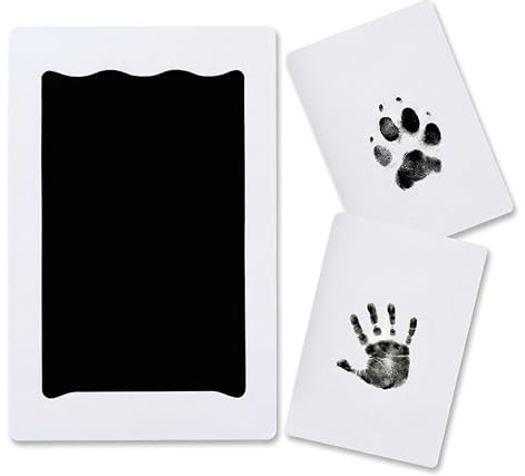Kit Impronta Mani e Piedi Neonato – 4 Timbri + 8 Carte Bianche Non Tossiche – Set Impronta Cane e Gatto, Sicuro e Facile da Usare, Idea Regalo Battesimo o Ricordo Neonato