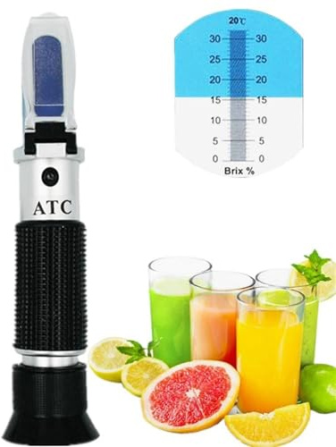 refraktometer Handhållen sockernivåmätare Mat Frukt Drycker Brix-innehåll Hembryggningsverktyg med ATC/Brix-intervall 0~32% Rött vin och honung