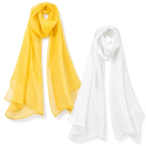 ZEMINRI 2Pcs Chiffon Scarf Breathable Scarves for Women | Elegant Style: Fashion chiffon shawl with multiple wearing styles, suitable for daily outdoor, party and travel outfits.