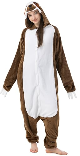 Katara 1744 - Costume Animale Pigiama intero Kigurumi Carnevale, Bradipo - Taglia L