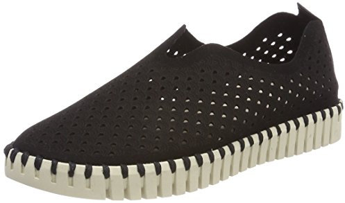Ilse Jacobsen HORNBÆK | Flache Damen-Schuhe | Slip-On Sneaker mit Recyceltem Mikrofaser-Material und Rutschfester Natur-Gummisohle | Tulip3275 | Leicht Atmungsaktiv Umweltfreundlich | Schwarz | 39