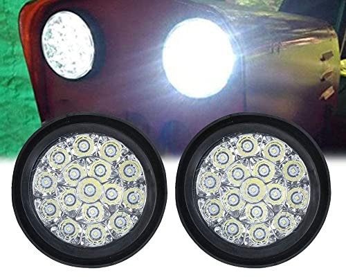 auovo 4 Round LED Back up Reverse Fog Light with Clear Lens&Rubber Grommet Waterproof 12/24V Taillight/Side Maker Light for Truck Trailer RV UTV Bus etc. (White, Pack of 2)