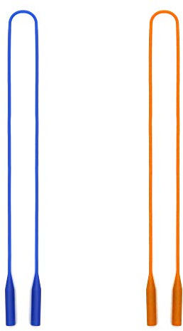 JM Colgante para Gafas. Cordón de Silicona Impermeable. Apto para Hombre, Mujer o Niños [Pack de 2 - Azul y Naranja]