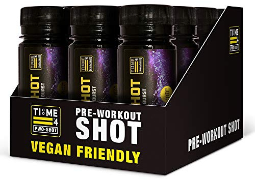 Time 4 Nutrition Pre Workout Shot 12 x Ready to Drink Preworkout Energy Drink Shots – Ultra Fast Acting Pre Work Out Shot - Energy Shots – Vegan Pre Workout High Strength for Men & Women (Blueberry)