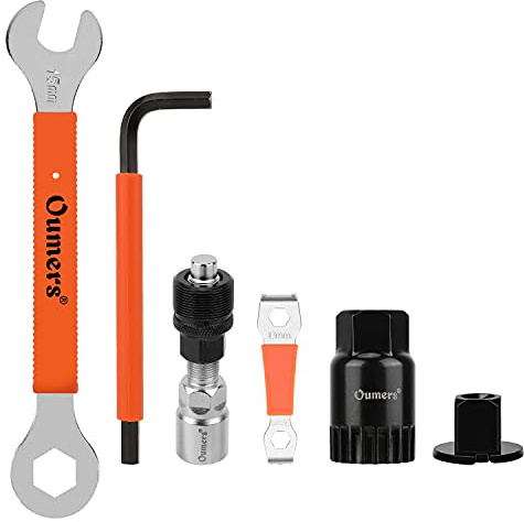 Oumers Bike Crank Puller Tool Set, Bike Crank Extractor Bicycle Bottom Bracket Remover Hex Allen Wrench 16mm 15mm Spanner Wrench Fit for Removing Bicycle Cranks