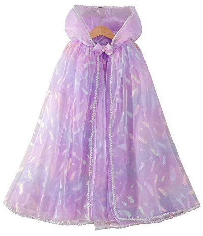 Proumhang Cape à Capuche en Tulle pour Filles Cape en Maille Cape à Paillettes Halloween Noël Carnaval Jour des Enfants Princesse Fête d'anniversaire Cosplay Costume Violet