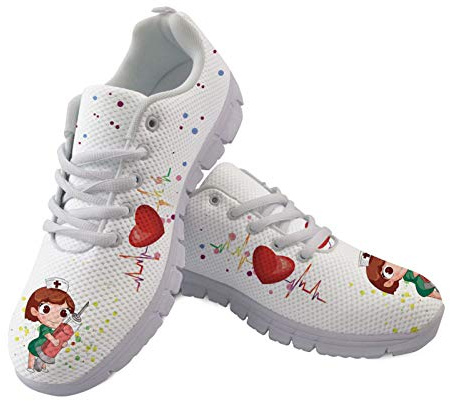 Showudesigns Chaussures de Course Femmes Blanches Chaussures d'infirmière Chaussures de Sport légères Femmes Baskets de Fitness Modèles médicaux Chaussures Quotidiennes décontractées EU 39