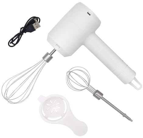 Electric Hand Mixer Egg Beater USB Rechargeable (White)