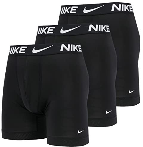 Nike Men`s Essential Micro Long Leg Boxer Briefs 3 Pack (Large, Black(KE1026-001)/W)