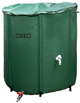 Oxeo Réservoir récupérateur eaux de Pluie 800 litres cuve Souple PVC armé - Pliable - avec Robinet et Soupape de Décharge - Filtre
