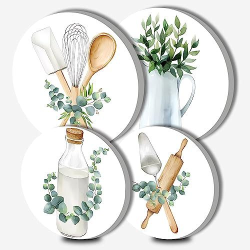 Kitchen Round Metal Hob Covers Dining Room 4-Piece Stove Plate Cooker Hob Covers for Electric Cookers Top Burner Gas Range Oven Protector Kitchen Tools Accessories Modern Cooktop Kitchen Decor