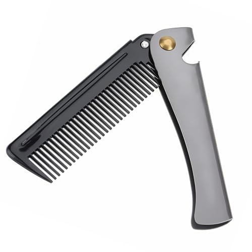 Klappbarer Bartkamm, Folding Pocket Comb, Mini Klappkamm, Faltbarer Kamm für Edelstahl bartkamm, rostfreiem Stahl Zähne Kamm, Klapptasche Schnurrbart-Formkamm für den Friseursalon im Haushalt