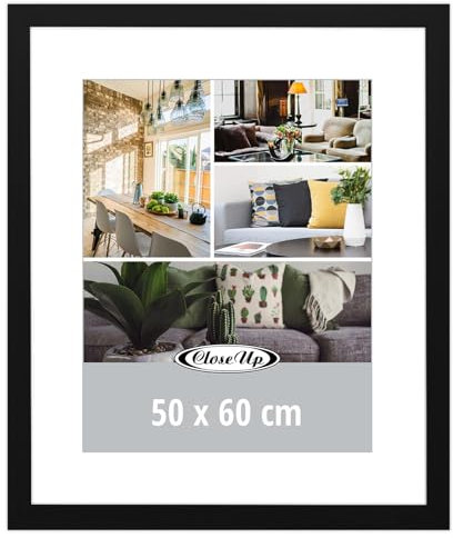 Close Up Posterrahmen 50 x 60 cm schwarz, Bilderrahmen aus MDF mit bruchsicherer PVC-Glasscheibe - Profilbreite 30 mm