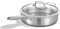 Inqibee 2.5 L Tri-Ply Stainless Steel Sauté Pan with Lid,26 CM Induction Frying Pan,Detachable Ergonomic Handle and Oven Safe