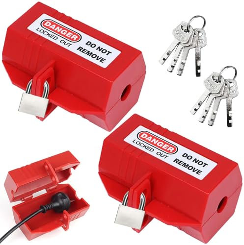 2 lucchetti per lavatrici, presa con serratura con serratura, in plastica di alta qualità, per cavi di alimentazione, cassaforte