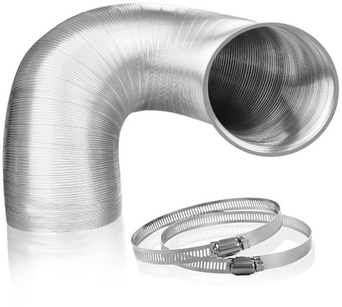 Exhaust Hose, 170 mm x 1.5 m Ventilation Duct Made of Thickened Pure Aluminum + 2 Stainless Steel Hose Clamps for Extractor Hood