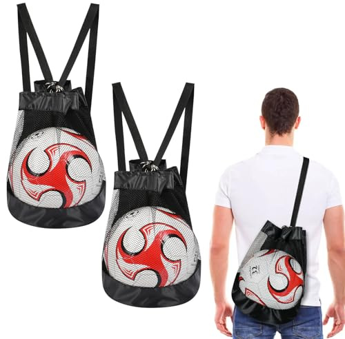 AMFUN 2PCS Bolsa de Malla Deportiva, Mochila de Malla Multiusos, Bolsa de Malla para Pelotas, para fútbol, Baloncesto, Tenis, Rugby, Voleibol