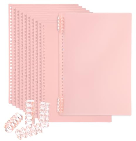 PATIKIL 12 Pack Cubiertas de Encuadernación, A4 (11.8X8.5 Pulgadas) 22 Mil Cubiertas de Plástico para Cuadernos con Peine de Encuadernación para Presentación de Informes, Color Rosa