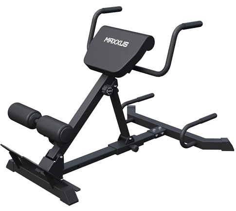MAXXUS Rückentrainer - 7in1, Klappbar, Verstellbar, Stabil, bis 150kg, Stahl, Schwarz - Hyperextension Bank, Rückenstrecker Gerät, Fitnessgerät für Rücken, Bauch, Zuhause
