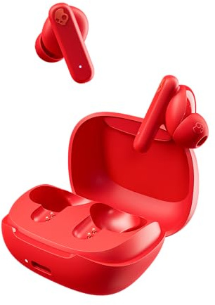 Skullcandy Smokin’ Buds Wireless Earbuds, Bluetooth Headphones, Noise Isolating Fit, Up to 20 Hours Battery, IPX4 Sweat and Water Resistant, Microphone for iPhone Android - Flame