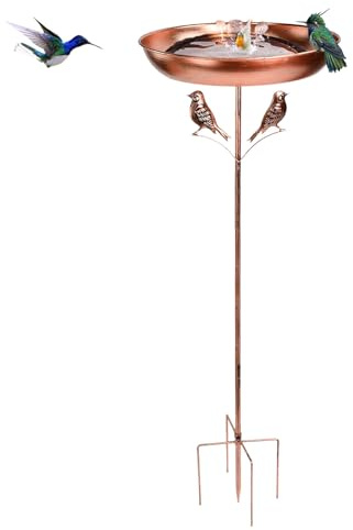 UHETLET Mangiatoia in Metallo per Uccelli con Supporto 82x30,5cm Abbeveratoio per Uccelli Selvatici da Giardino Vasca per Uccelli Autoportante Ciotola per Uccelli per Esterni per Giardino Patio Prato