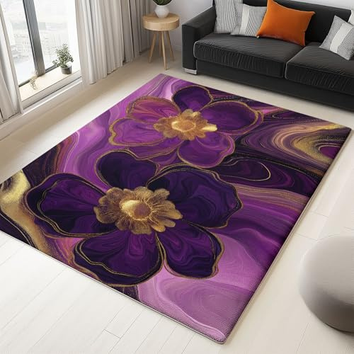 Generico Tappeti Salotto 60 x 90 cm, Antiscivolo Morbido Astratto Di Lusso Lavabile in Lavatrice Pelo Corto Tappeto Motivo Botanico Floreale E A Foglie per camera da letto, ingresso e cucina