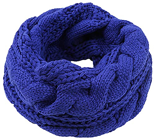 Generisch Bufanda con bucle, bufanda acolchada, babero, lana de invierno, círculo de calor, bufanda para mujer, azul, talla única