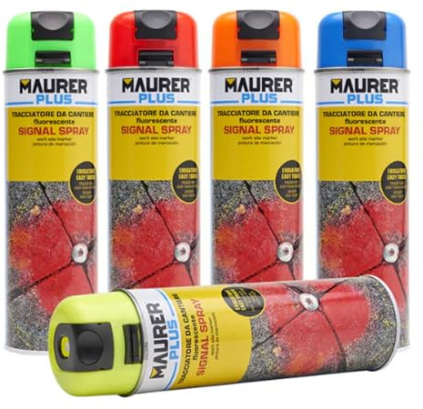 EffeDecor Tracciatore Spray per Cantiere Fluorescente Vernice per Marcatura Resistente 500 ML Disponibile in Varie Colorazione (Arancio)