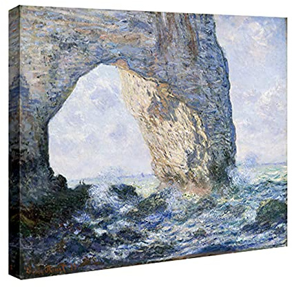 Wieco Art - The Manneporte Canvas Prints of Claude Monet Famous Oil Paintings Reproduction Artwork Classic Seascape Sea Beach Pictures on Canvas Wall Art for Home Office Decorations L