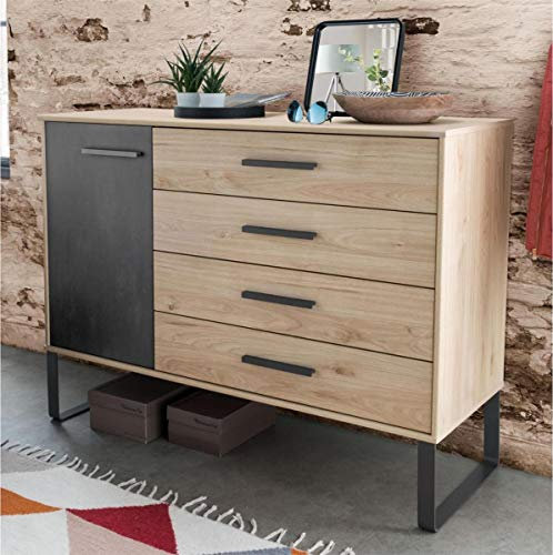 WIEMANN Kommode Sideboard Brüssel Metallkufe Steineiche Dekor