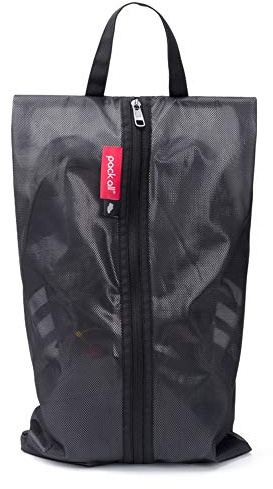 pack all Plus-Sized Shoe Bag for Travel, Water-Resistant Shoe Pouch for Gym, Odor-Resistant Soccer Cleats Bag for Sport (Black, 1-Pack)