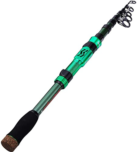 Sougayilang Canna da Pesca Canna da Pesca Telescopica Portatile, Fibra di Carbonio da 24 Ton, Mulinello Lavorato a CNC, Comoda Manico in EVA, Canna da Pesca da Viaggio per Trota Basse-G2.4