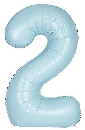 Unique Party 13892 - Riesenzahl 2 Luftballon - 86 cm - Matt Hellblau, Blue
