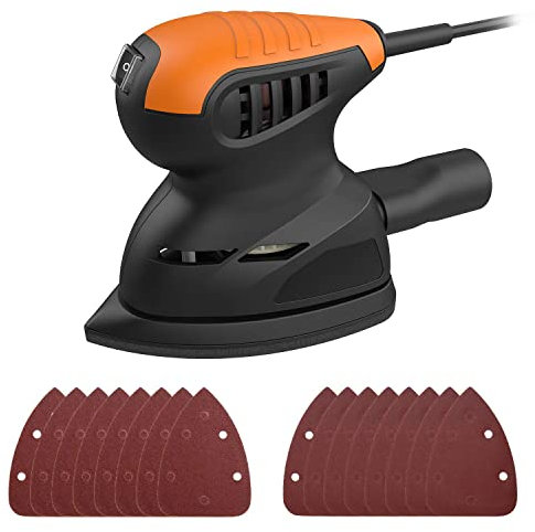 Lijadora De Detalles 125W 13500RPM Lijadora MúLtiple, Lijadora Compacta Con 16 Papeles De Lija, Sistema De RecoleccióN De Polvo, Para Madera, Lijado De Espacios Reducidos En DecoracióN Del Hogar