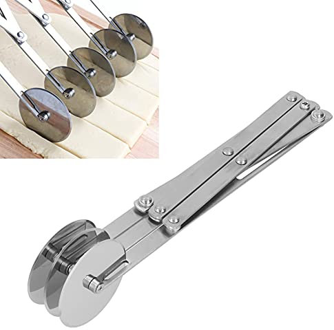 Topyond Multi Wheel Dough Roller Divider, Stainless Steel Pizza Cutter, Biscuits Pastry Pizza Cutter, Multi Wheels for Saving Time, Kitchen Aid Baking Tools(3 Blades)