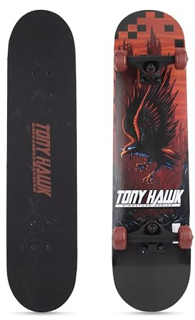 Tony Hawk 78,7 cm skateboard – signatur serie 1 skateboard med proffs, fullgreppstejp, 9-lagers lönndäck, perfekt för alla erfarenhetsnivåer