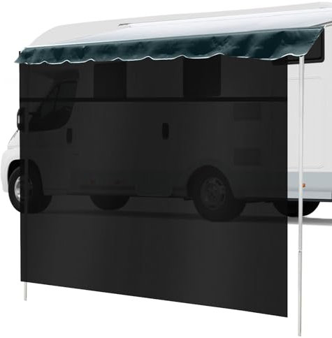 Wohnmobil-Markise, Sonnenschutz mit Reißverschluss, 2,7 x 3,6 m, passend für 3,5 m Markise, universal, schwarzes Netzgewebe, Sonnenschutz, komplettes Set, UV-Blocker, Sonnenschutz für Wohnmobile,