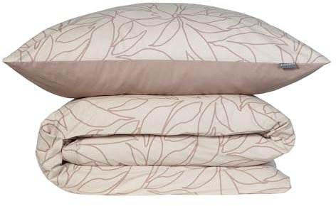 Schiesser Bettwäscheset Leaves | 2-teilig | Floral | Renforcé | 100% Baumwolle | Oeko-Tex Zertifiziert | Reißverschluss | 135x200cm + 80x80cm | Taupe
