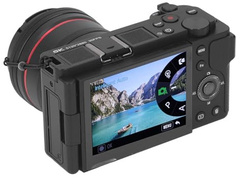 5K-Digitalkamera für Fotografie, 64MP Autofokus-Vlogging-Kamera für YouTube, Kompakte Reisekamera mit 12-fachem Optischem Zoom und 3,2-Zoll-Touchscreen, der um 270° Klappbar ist