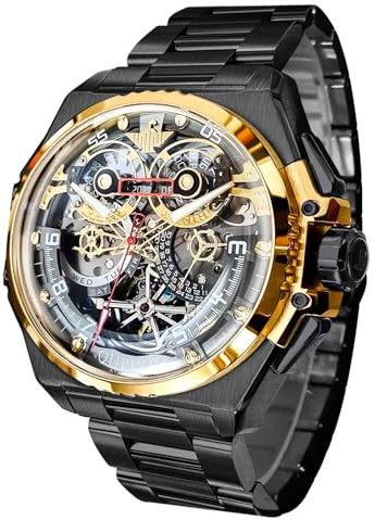 OUPINKE herrenuhren Automatische mechanische Armbanduhr Klassisch Saphirkristall Tourbillon Uhr in Zusammenarbeit mit Designern