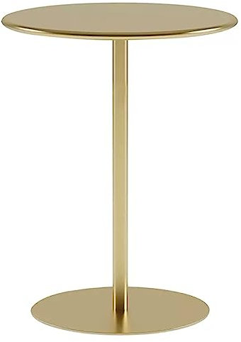 Mesa de metal de hierro para comedor interior y exterior, base resistente, jardín y hogar, mesa de café redonda en oro, 40,5 x 72 cm