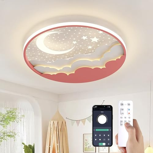 YZBEIMDAI Lampara de Techo Infantil LED, 50cm Creativa Luz de Techo Infantil Dormitorio Regulable con Control Remoto APP, para Juvenil Niños y Niña