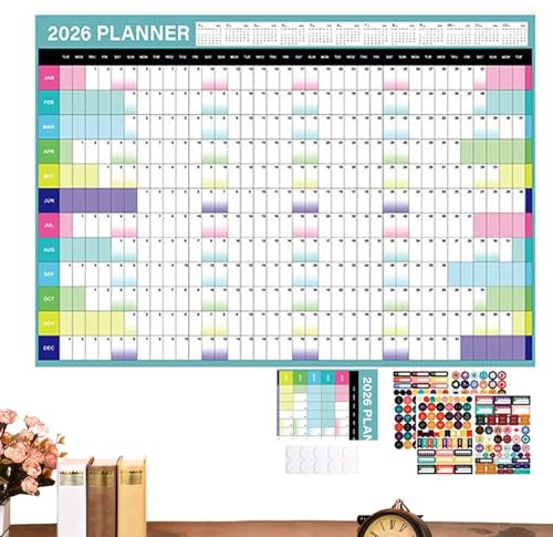 2026 Väggkalender,2026 Månatlig Väggaffisch Kalender Planerare | För Vardagsplanering Familjer Lärare Kontor Skola